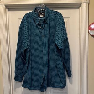 Wrangler George Straighr Teal Plaid Shirt